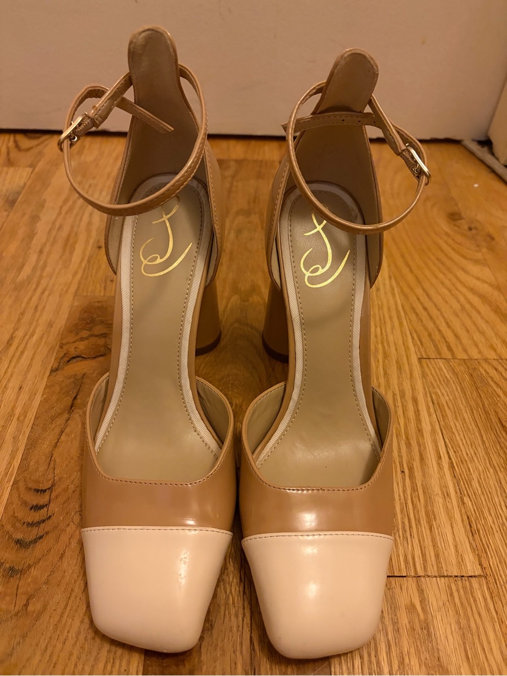 Sam Edelman Cristine cap-toe pumps in tan/ivory